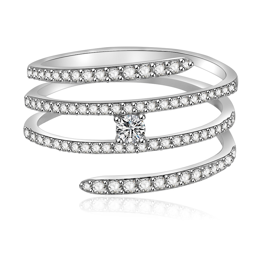 Multi-Row White CZ Ring